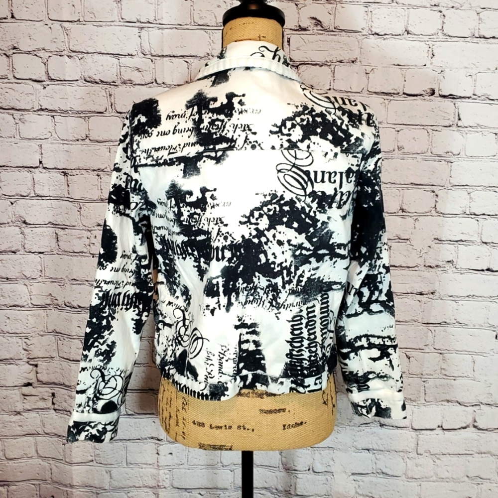 Cynthia Max White and Black Denim-Style Jacket Size M - Picture 3 of 11